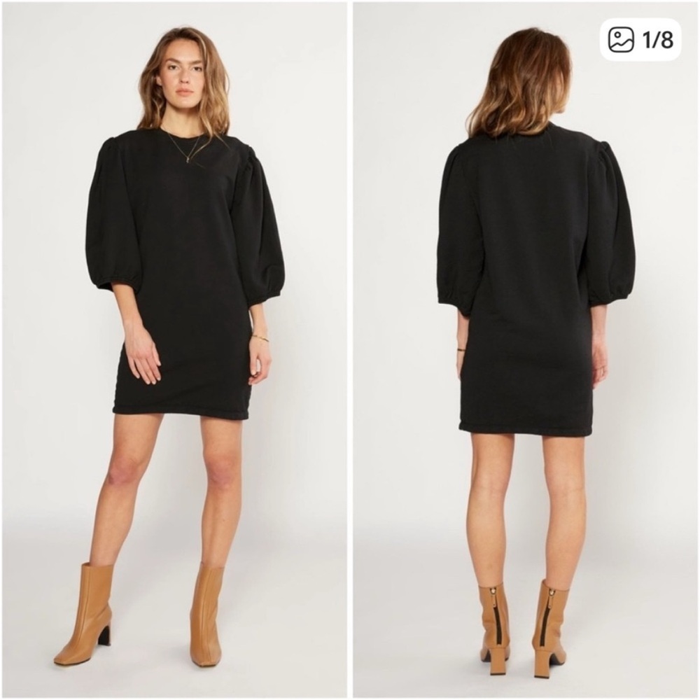 Etica Elegant Black Puff Sleeve Dress - Picture 1 of 10